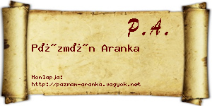 Pázmán Aranka névjegykártya
