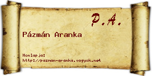Pázmán Aranka névjegykártya