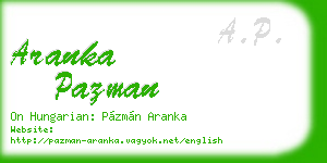 aranka pazman business card
