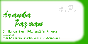 aranka pazman business card